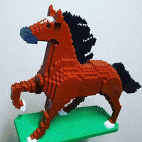 Horse - LARGE - Posing - Brown - Horse Building Kit Interlocking Blocks Pet Building Kit