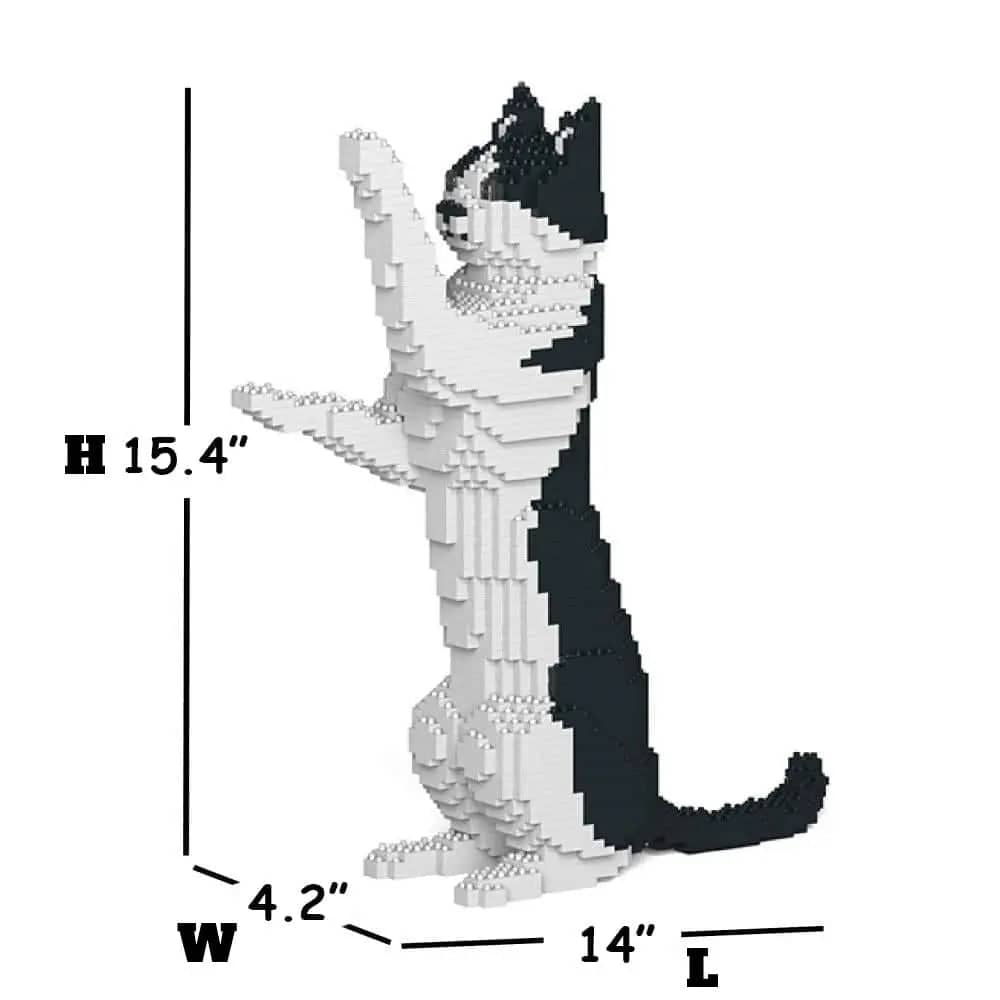 Black & White Cat Building Kit Interlocking Blocks Pet Building Kit