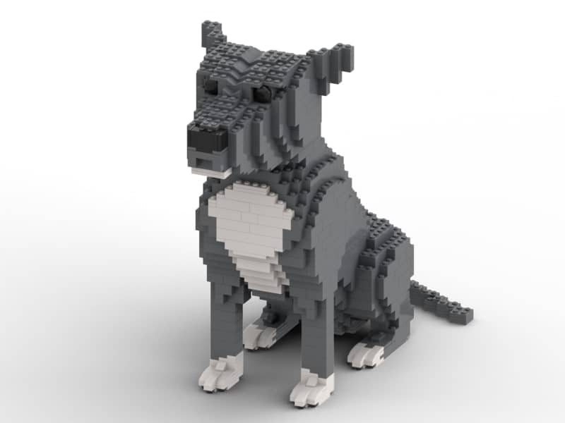 Pit bull - Sitting - Pitbull Building Kit Interlocking Blocks Pet Building Kit