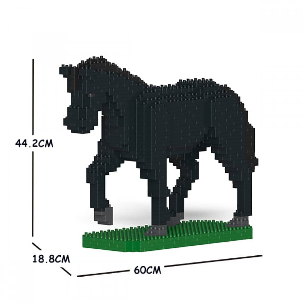 Horse - LARGE - Posing - Black - Horse Building Kit Interlocking Blocks Pet Building Kit