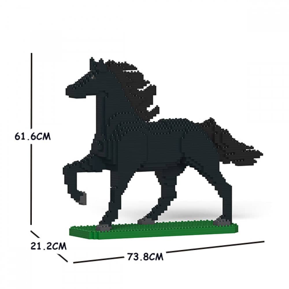 Horse - LARGE - Posing - Black - Horse Building Kit Interlocking Blocks Pet Building Kit
