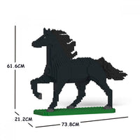 Horse - LARGE - Posing - Black - Horse Building Kit Interlocking Blocks Pet Building Kit