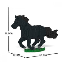 Horse - LARGE - Posing - Black - Horse Building Kit Interlocking Blocks Pet Building Kit