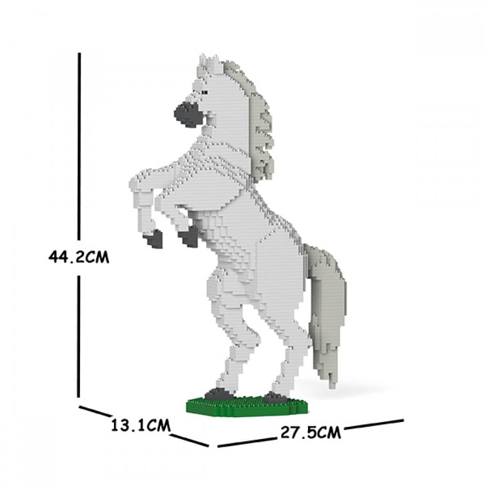 Horse - LARGE - Posing - Black - Horse Building Kit Interlocking Blocks Pet Building Kit