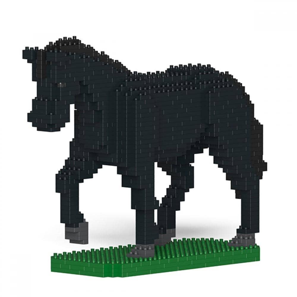 Horse - LARGE - Walking - Black - Horse Building Kit Interlocking Blocks Pet Building Kit