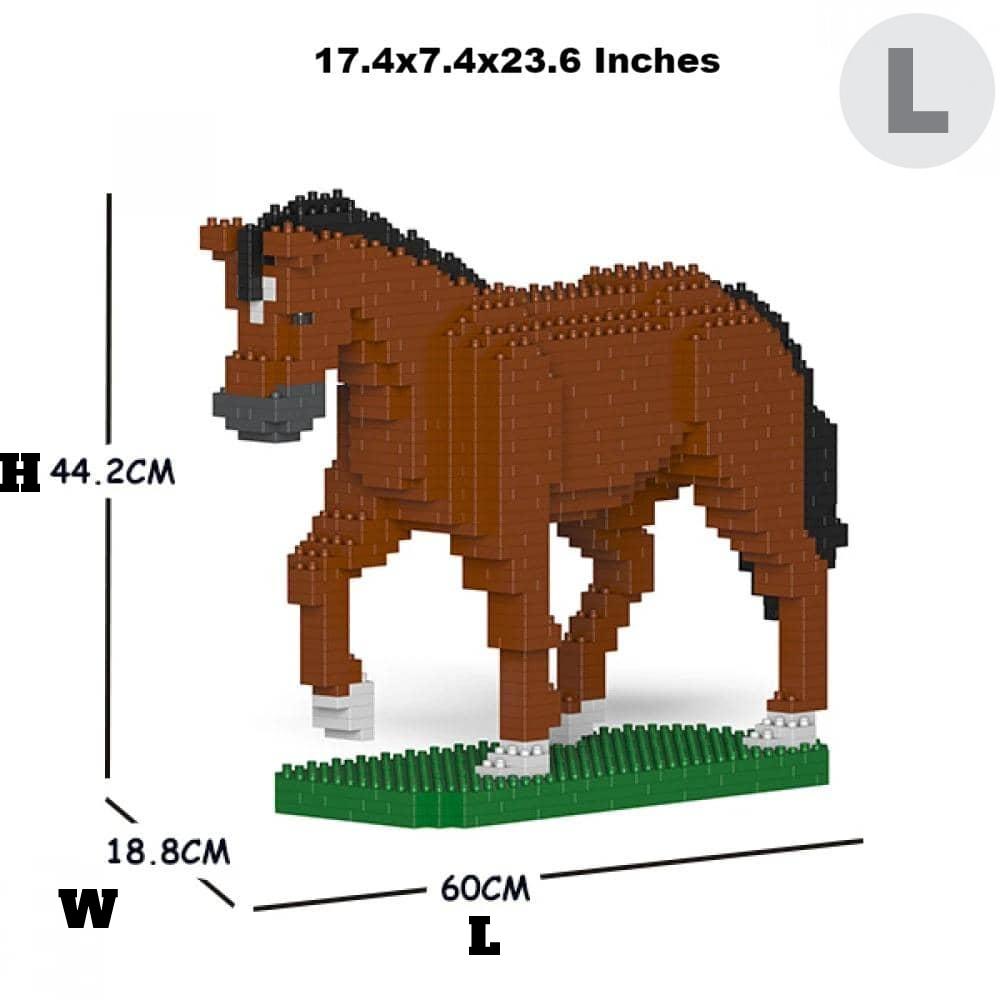 Horse - LARGE - Walking - Brown - Horse Building Kit Interlocking Blocks Pet Building Kit
