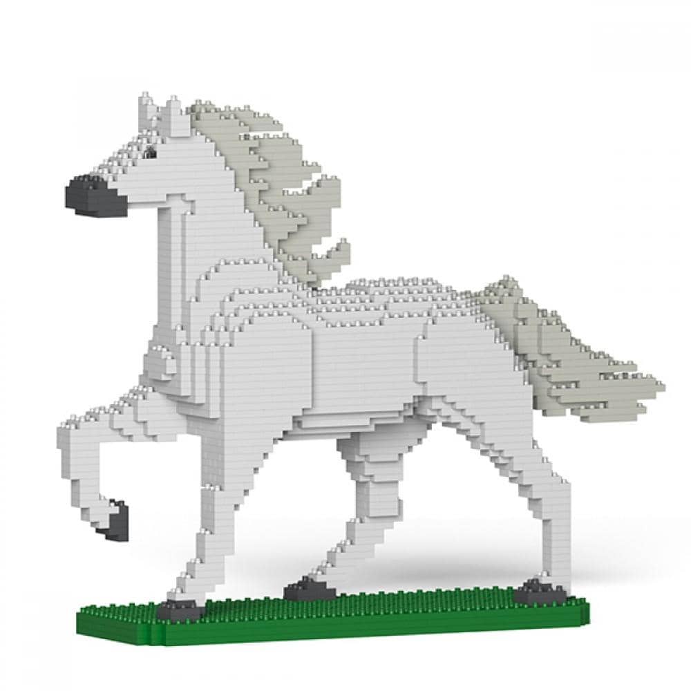 Horse - LARGE - Posing - White - Horse Building Kit Interlocking Blocks Pet Building Kit