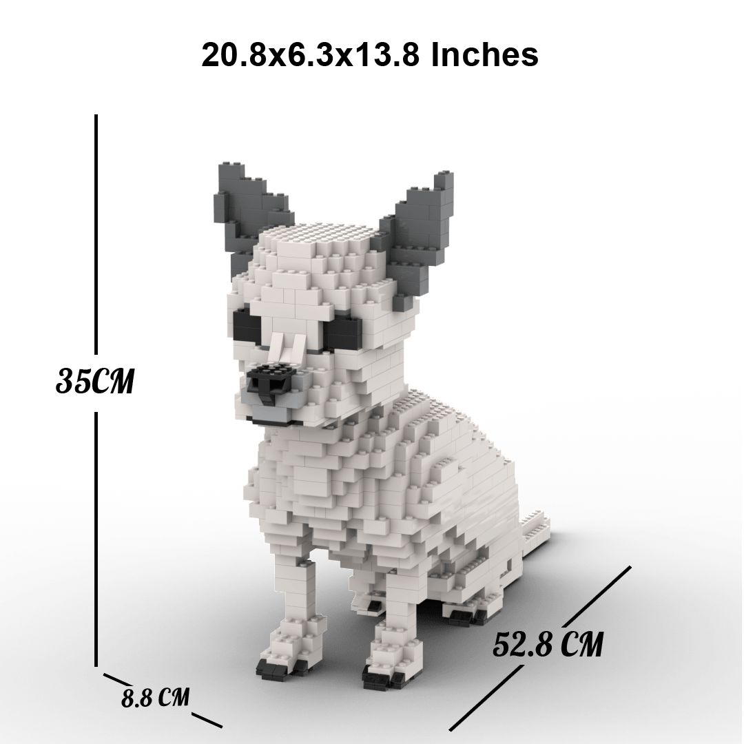 Chihuahua - LARGE - White - Chihuahua Building Kit Interlocking Blocks Pet Building Kit