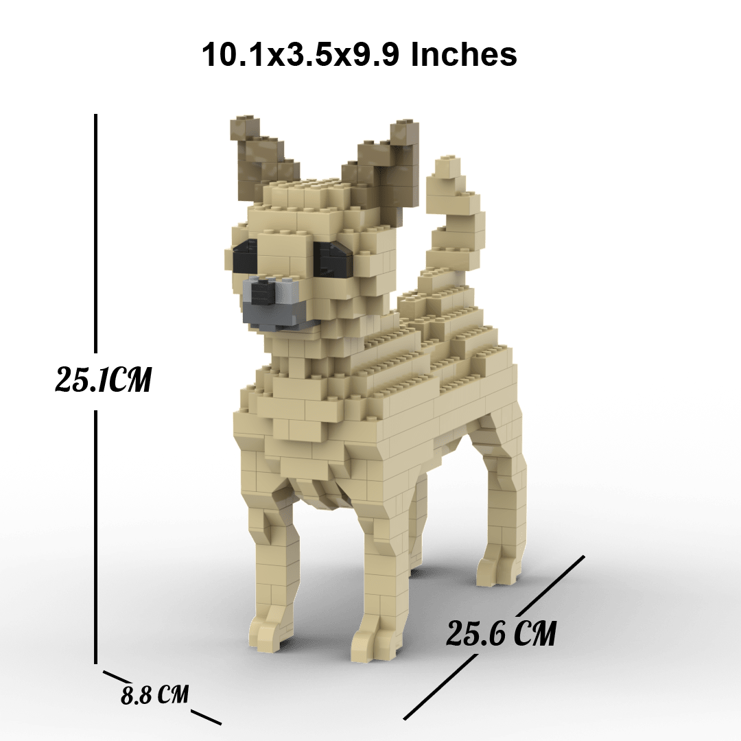 Chihuahua - SMALL - White - Chihuahua Building Kit Interlocking Blocks Pet Building Kit