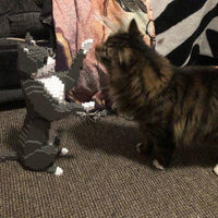 Grey Tuxedo Cat Building Kit Interlocking Blocks Pet Building Kit