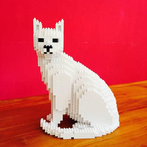 White Cats Building Kit Interlocking Blocks Pet Building Kit