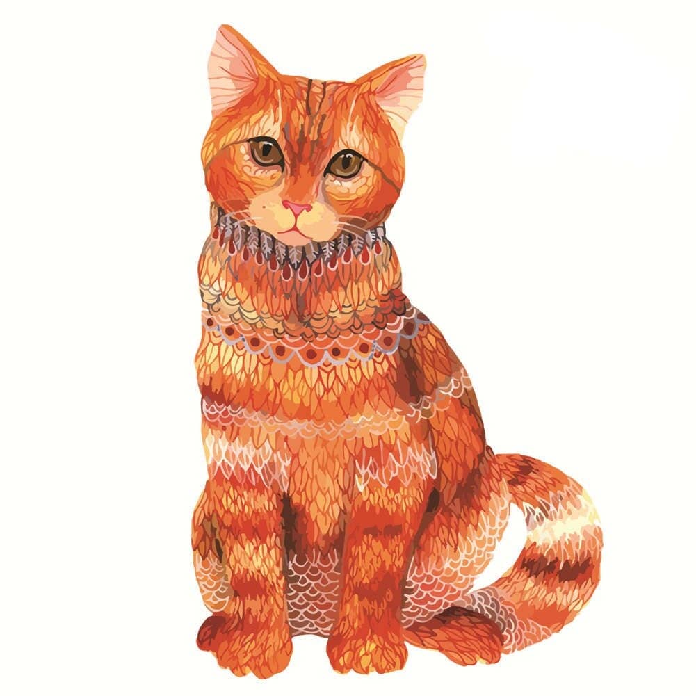 Orange Cat Building Kit Interlocking Blocks Pet Building Kit