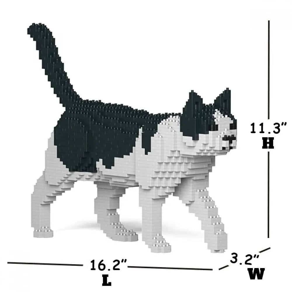 Black & White Cat Building Kit Interlocking Blocks Pet Building Kit