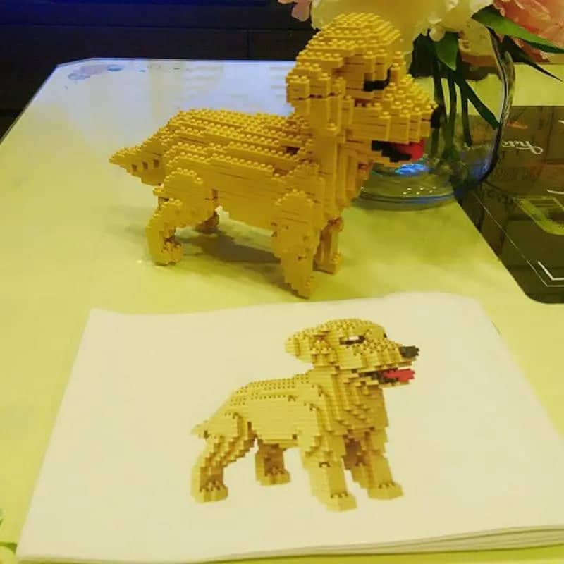 Cartoon Golden Retriever Building Kit Doggo Pet Building Kit