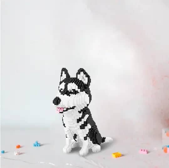 Cartoon Husky Building Kit Doggo Pet Building Kit