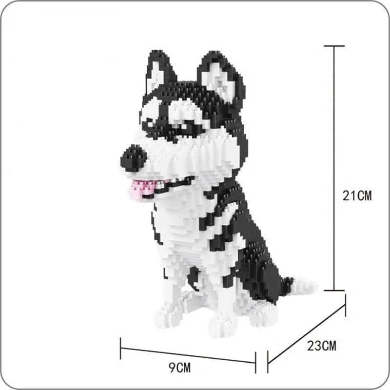 Cartoon Husky Building Kit Doggo Pet Building Kit