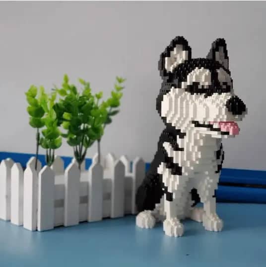 Cartoon Husky Building Kit Doggo Pet Building Kit