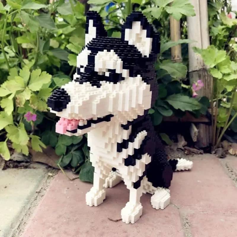 Cartoon Husky Building Kit Doggo Pet Building Kit