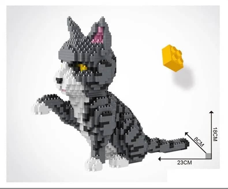 Fluffy The Cat - Normal - Fluffy The Cat Building Kit Interlocking Blocks Pet Building Kit