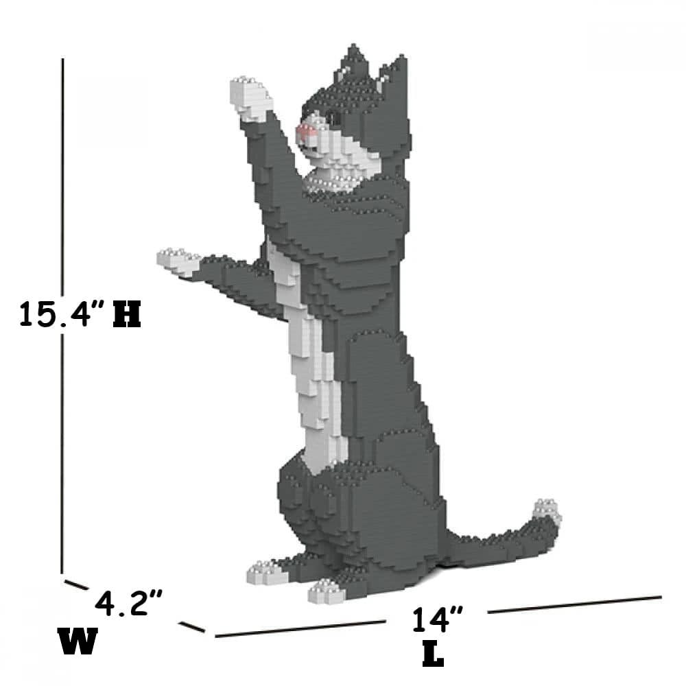 Grey Tuxedo Cat Building Kit Interlocking Blocks Pet Building Kit