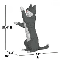 Grey Tuxedo Cat Building Kit Interlocking Blocks Pet Building Kit