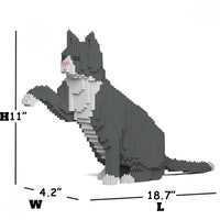 Grey Tuxedo Cat Building Kit Interlocking Blocks Pet Building Kit