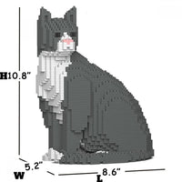 Grey Tuxedo Cat Building Kit Interlocking Blocks Pet Building Kit