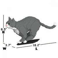 Grey Tuxedo Cat Building Kit Interlocking Blocks Pet Building Kit