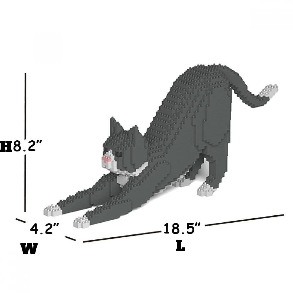 Grey Tuxedo Cat Building Kit Interlocking Blocks Pet Building Kit