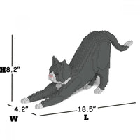 Grey Tuxedo Cat Building Kit Interlocking Blocks Pet Building Kit