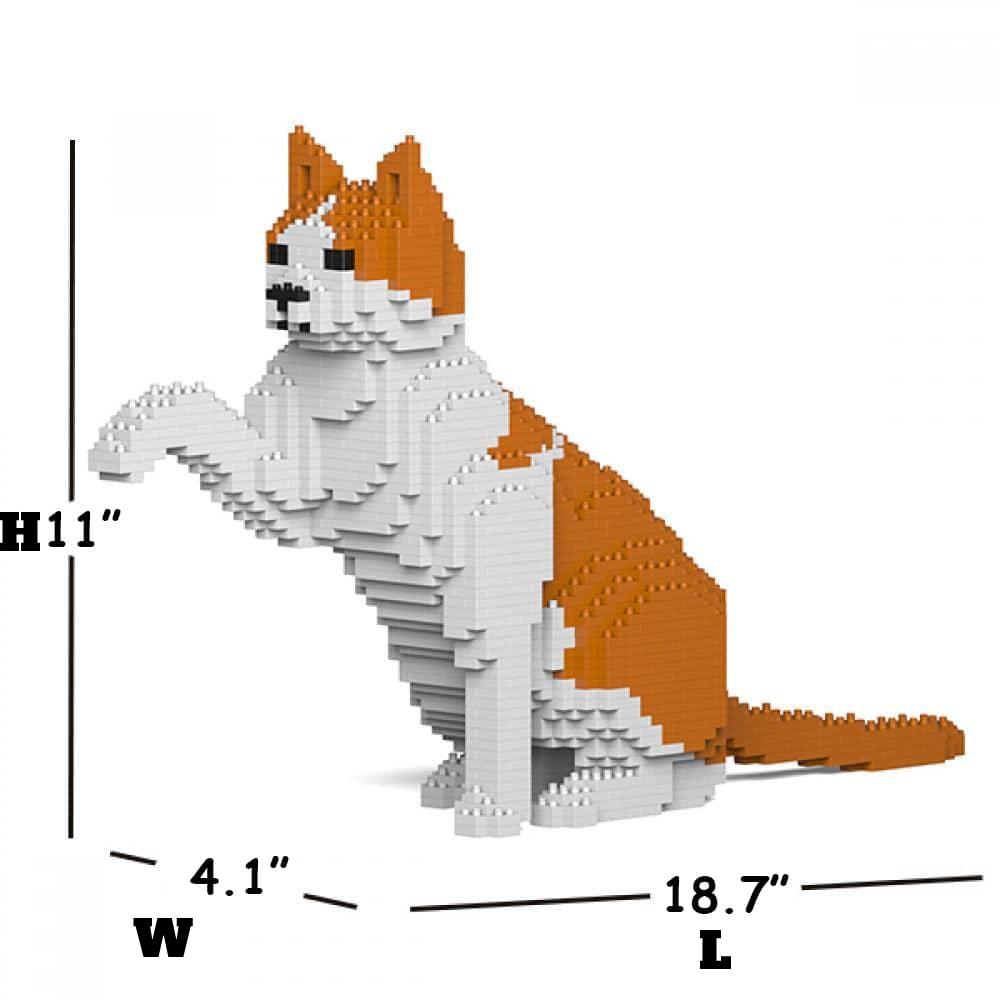 Orange & White Cat Building Kit Interlocking Blocks Pet Building Kit