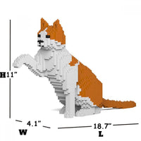 Orange & White Cat Building Kit Interlocking Blocks Pet Building Kit