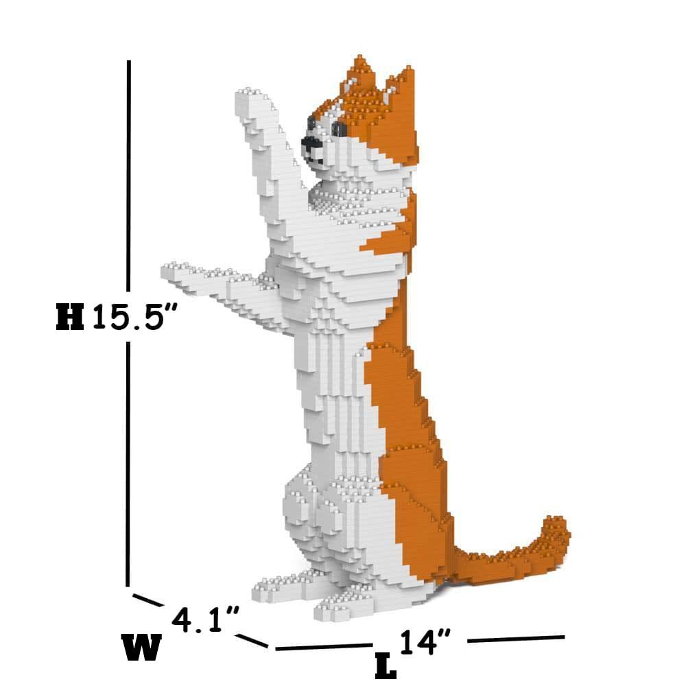 Orange & White Cat Building Kit Interlocking Blocks Pet Building Kit