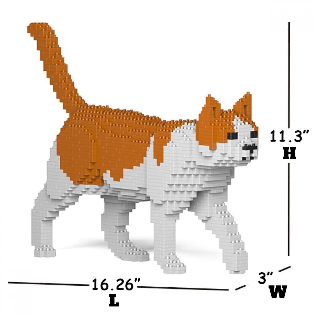 Orange & White Cat Building Kit Interlocking Blocks Pet Building Kit
