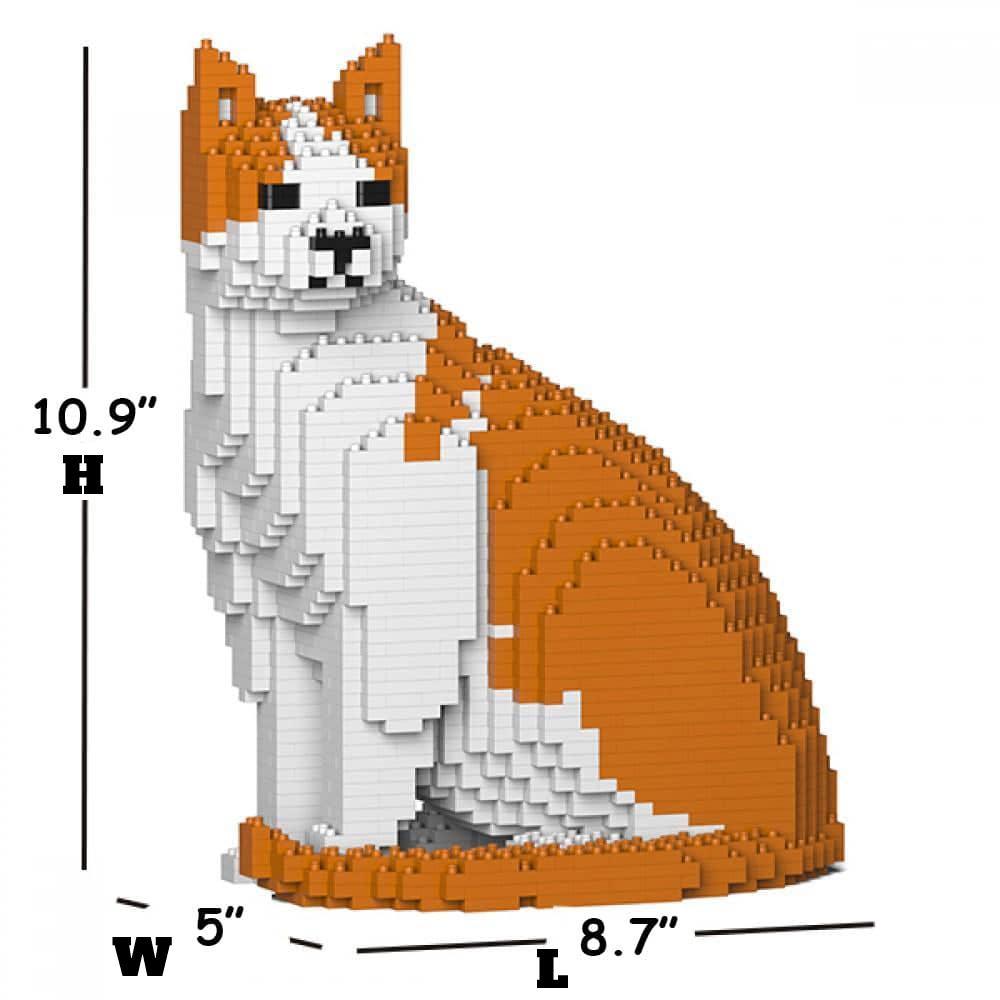 Orange & White Cat Building Kit Interlocking Blocks Pet Building Kit