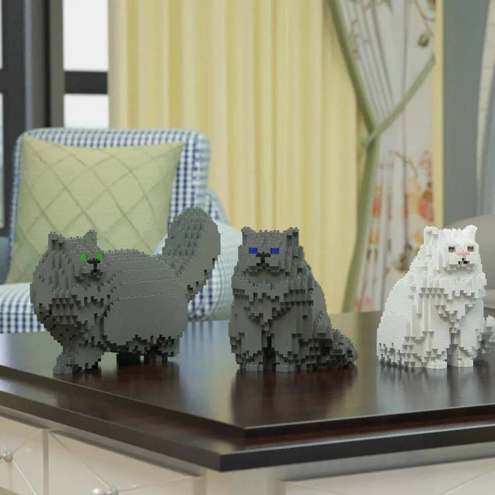 Persian Cat Building Kit Interlocking Blocks Pet Building Kit