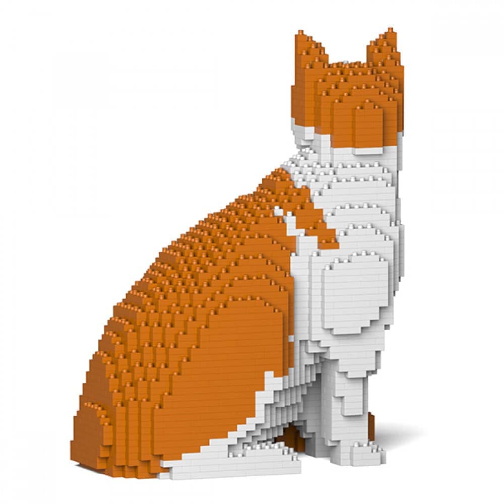 Orange & White Cat Building Kit Interlocking Blocks Pet Building Kit