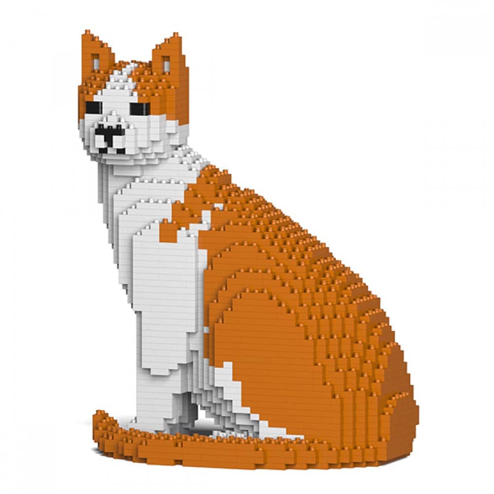 Orange & White Cat Building Kit Interlocking Blocks Pet Building Kit