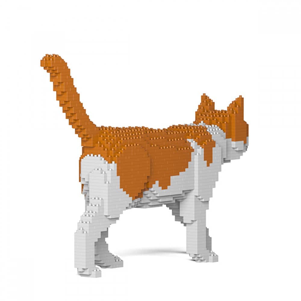 Orange & White Cat Building Kit Interlocking Blocks Pet Building Kit