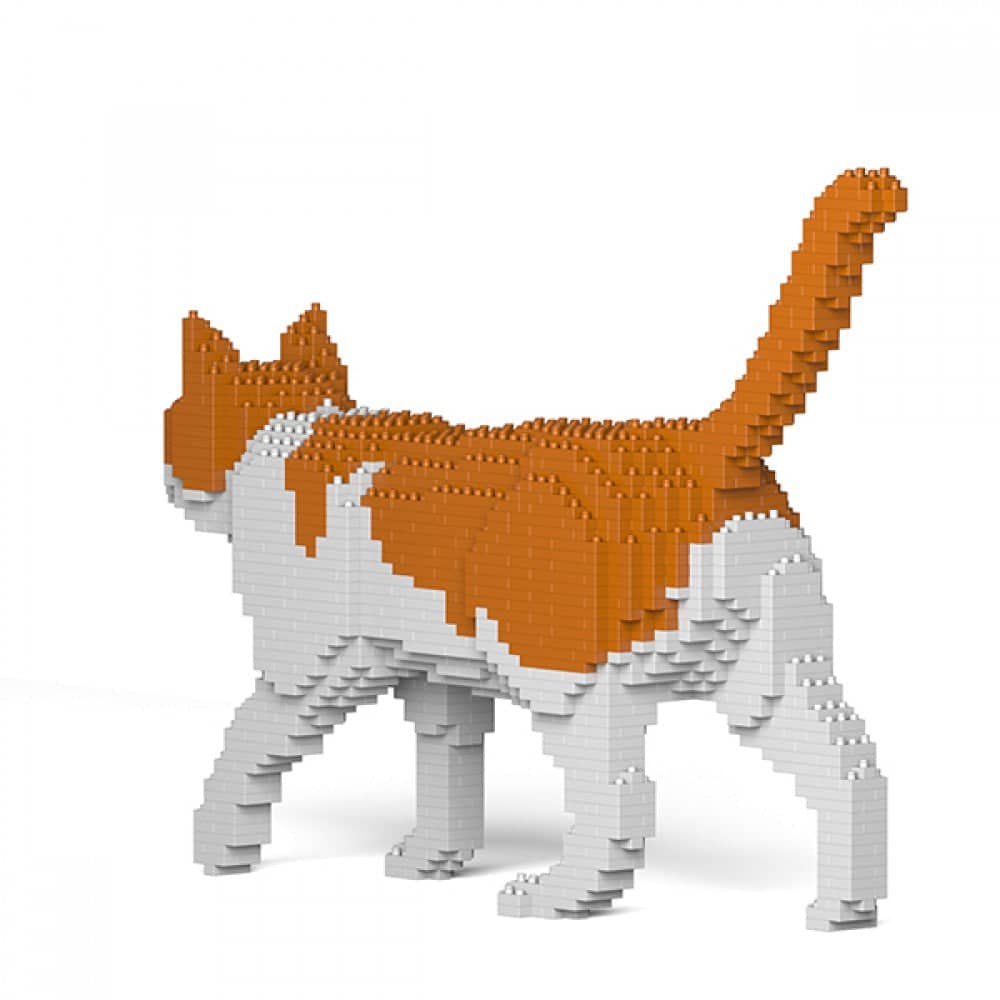 Orange & White Cat Building Kit Interlocking Blocks Pet Building Kit