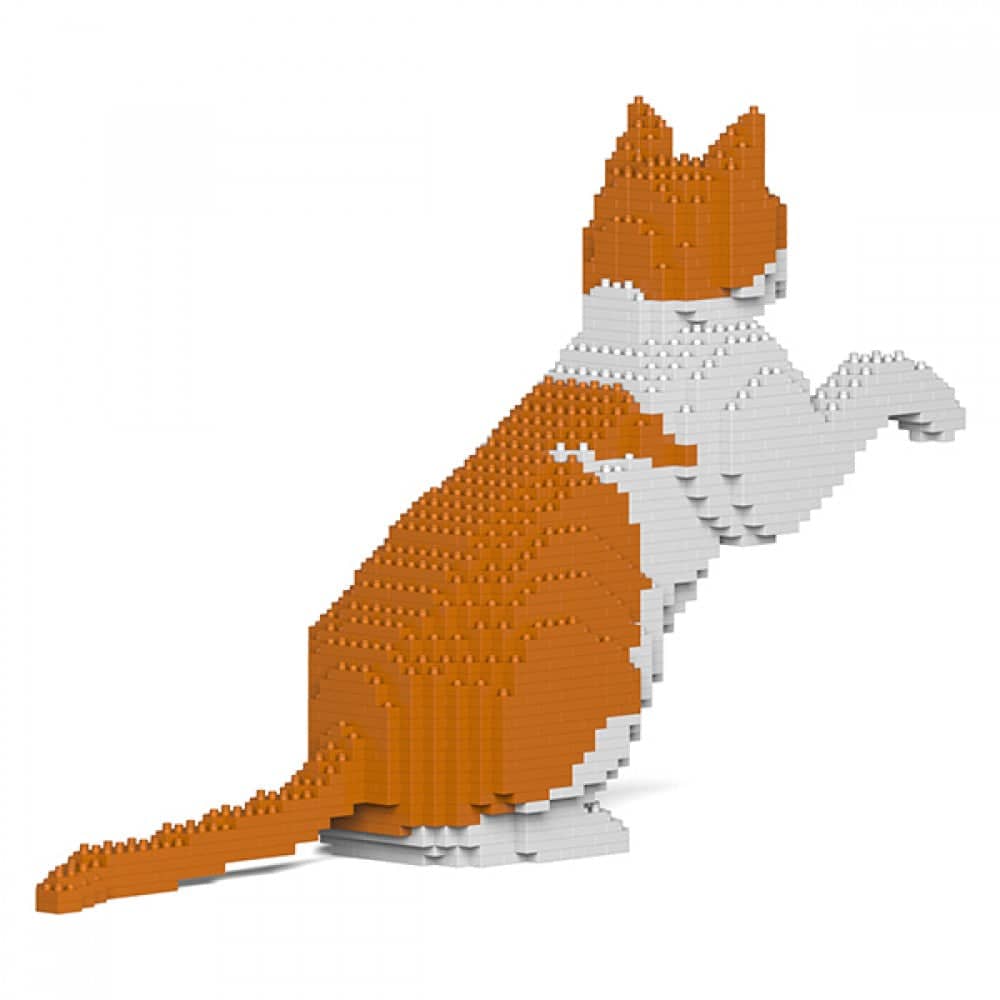 Orange & White Cat Building Kit Interlocking Blocks Pet Building Kit