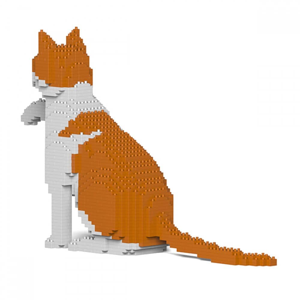 Orange & White Cat Building Kit Interlocking Blocks Pet Building Kit