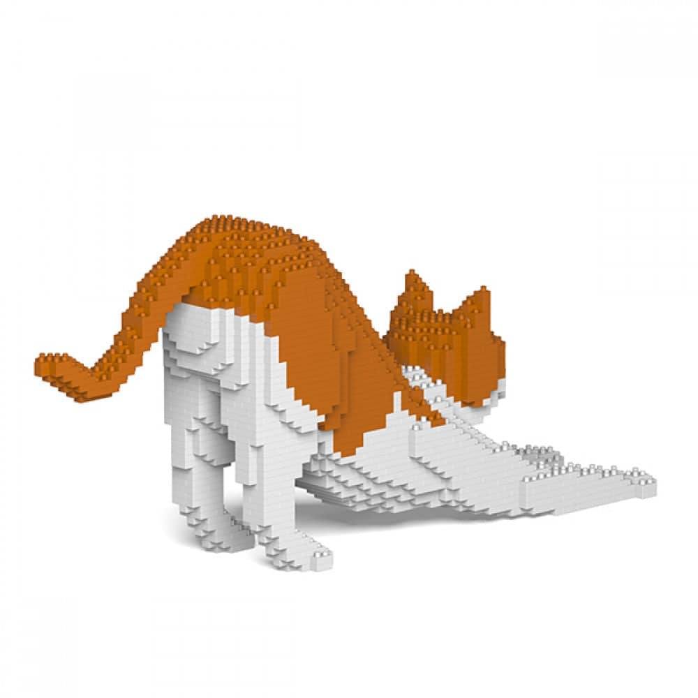 Orange & White Cat Building Kit Interlocking Blocks Pet Building Kit