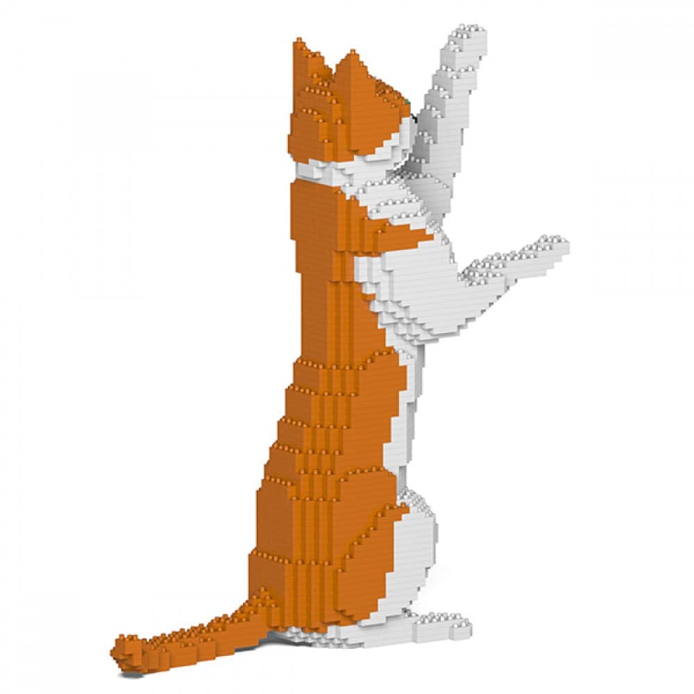 Orange & White Cat Building Kit Interlocking Blocks Pet Building Kit