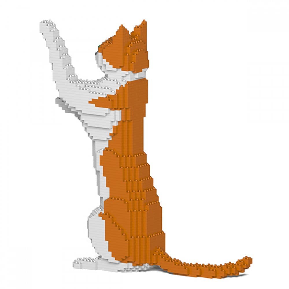 Orange & White Cat Building Kit Interlocking Blocks Pet Building Kit