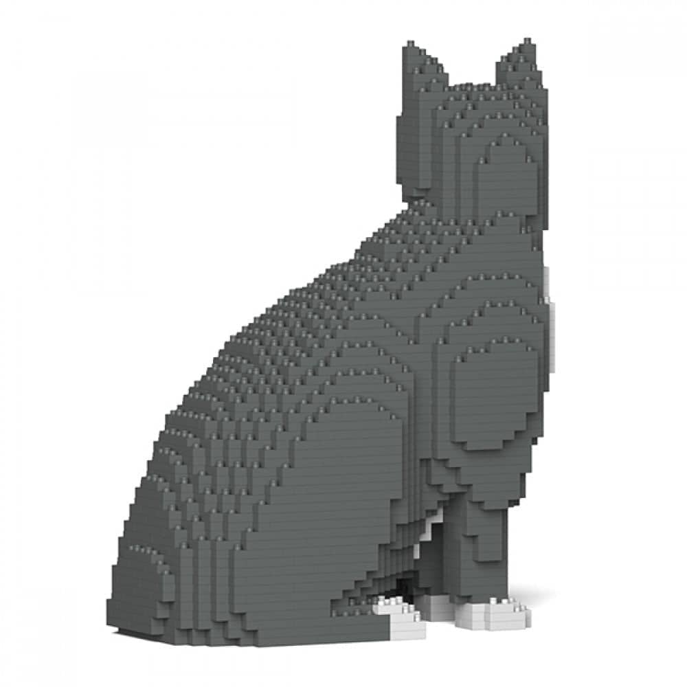 Grey Tuxedo Cat Building Kit Interlocking Blocks Pet Building Kit