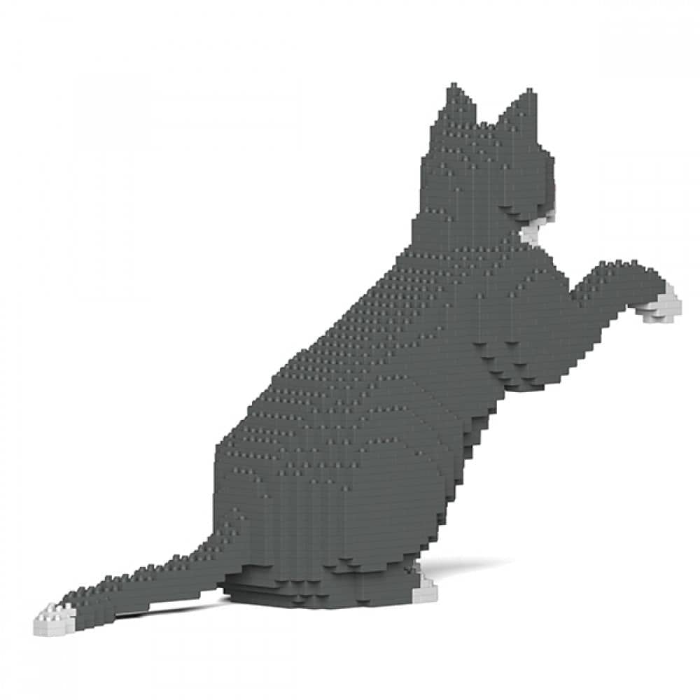 Grey Tuxedo Cat Building Kit Interlocking Blocks Pet Building Kit