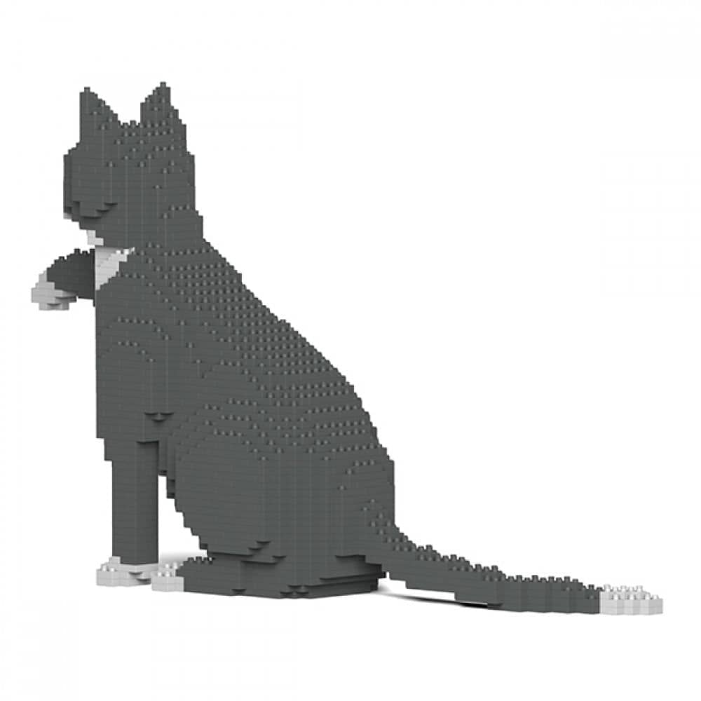 Grey Tuxedo Cat Building Kit Interlocking Blocks Pet Building Kit