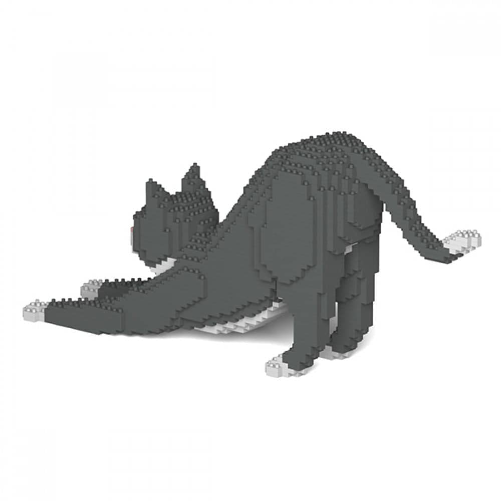 Grey Tuxedo Cat Building Kit Interlocking Blocks Pet Building Kit