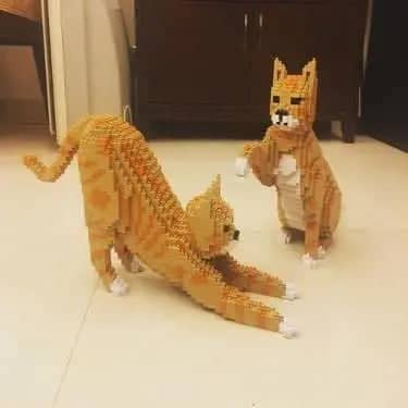 Tabby Cat Building Kit Interlocking Blocks Pet Building Kit